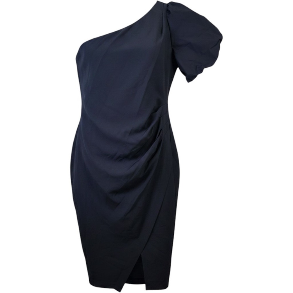 Lauren Ralph‎ Lauren One Shoulder Puff Sleeve Sheath Dress Gathered Drape 16 NEW